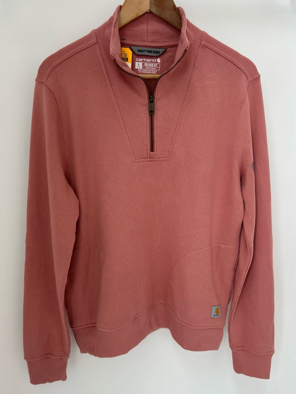 Carhartt Women’s TENCEL Half Zip Sweatshirt NWT Rose Tint S